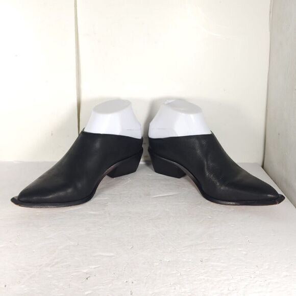 Wal and Pai Women's Mirage US5-5,5 EU36 Black Leather Cuban Heel Mules Clogs - Picture 6 of 14